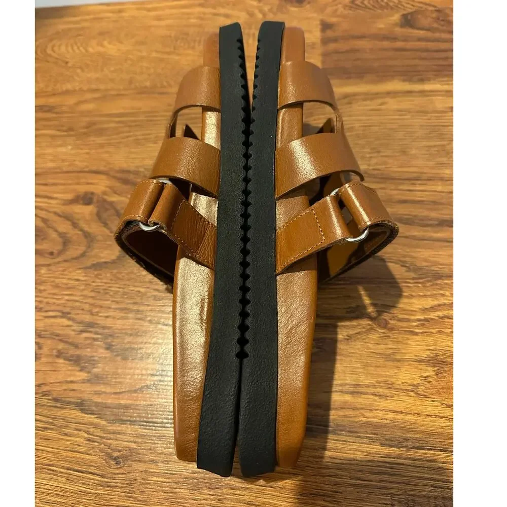 Steve Madden Mayven Leather Slides Camel Size 9 Minimalist Chic - Picture 5 of 10